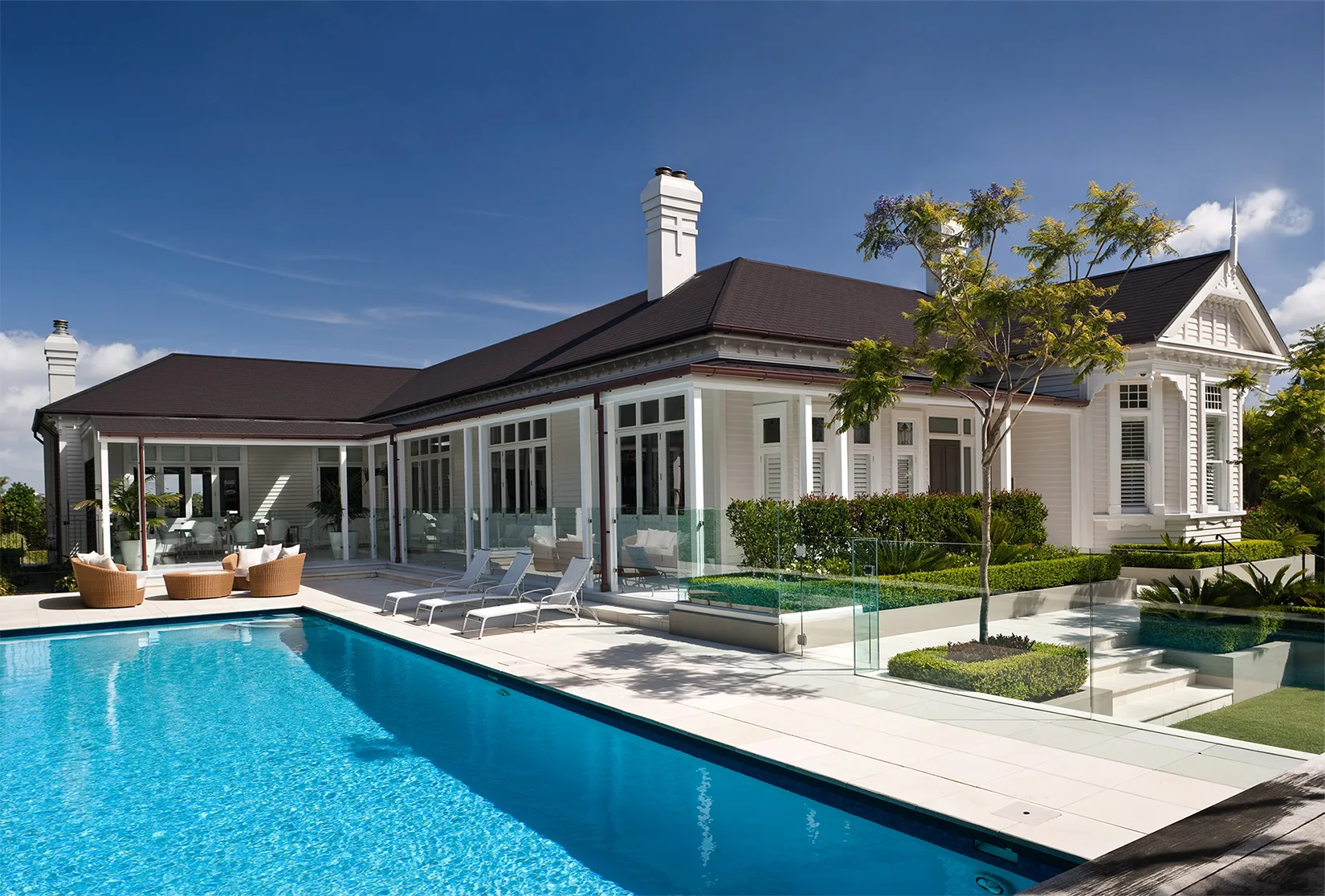 Glass balustrade pool fencing on a Gold Coast home